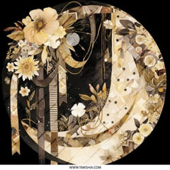 Floral Moon Pinback Button, Celestial Button Badge, Flower Crescent Moon, Botanical Pin Button, Elegant Moon Art Pin, Gifts for Her - Tawshia