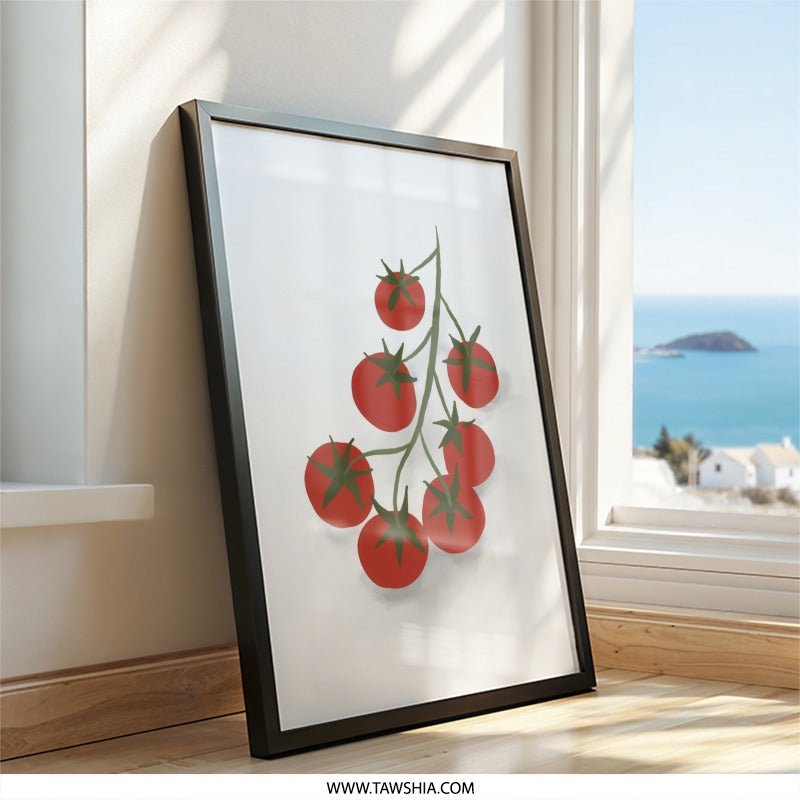 Tomato Vine Wall Art, Kitchen Print, Foodie Gift, Modern Art Print, Botanical Wall Decor, Tomato Lover Gift, Farmhouse Decor - Tawshia