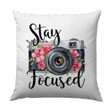 Stay Focused Pillow, Camera Pillow, Photographer Gift, Floral Pillow, Photography Decor, Home Decor Pillow, Living Room Decor - Tawshia