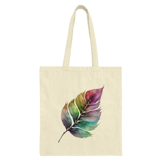 Watercolor Feather Tote Bag, Colorful Leaves Design Bag, Nature Inspired Tote, Stylish Everyday Bag, Unique Design Tote - Tawshia