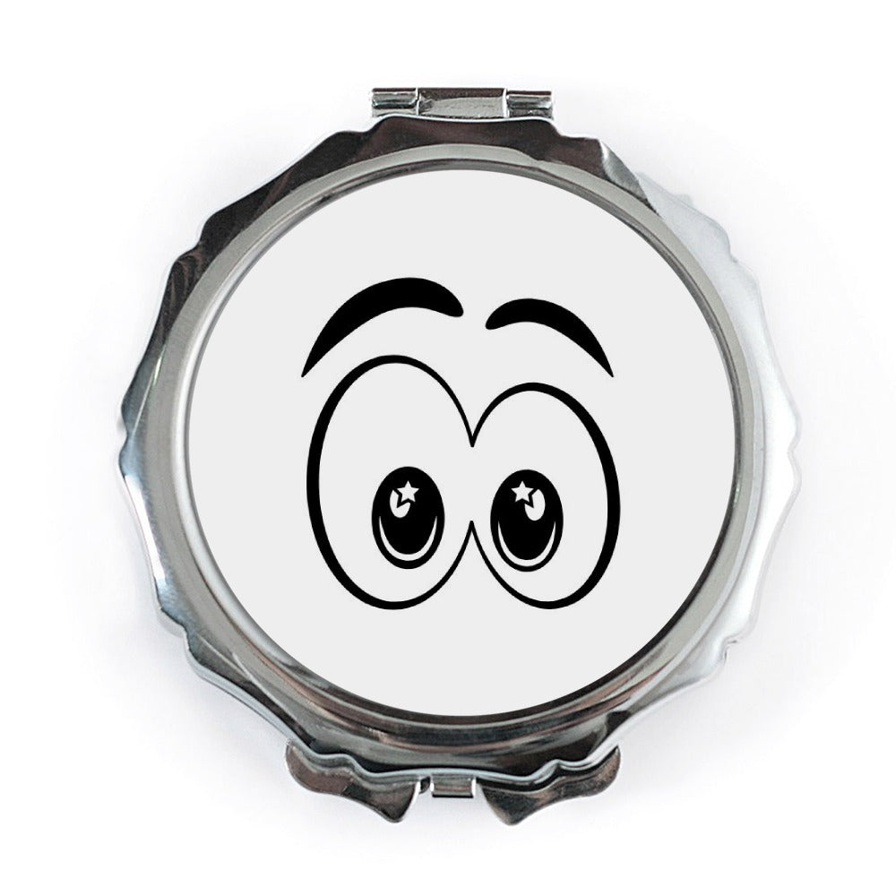 Cartoon Eyes Pocket Mirror, Cute Funny Face Mirror, Novelty Gift, Expressive Look, Compact Mirror, Cosmetic Mirror - Tawshia