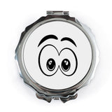 Cartoon Eyes Pocket Mirror, Cute Funny Face Mirror, Novelty Gift, Expressive Look, Compact Mirror, Cosmetic Mirror - Tawshia