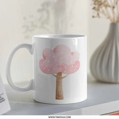 Pink Tree Mug, Watercolor Tree Art, Cute Tree Design, Unique Coffee Mug, Tea Cup, Gift Idea, Decorative Mug, Whimsical Tree Mug - Tawshia