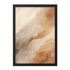 Neutral Abstract Wall Art, Beige Brown Marble Print, Modern Minimalist Art, Fluid Art Home Decor, Elegant Wall Decor, Framed Artwork - Tawshia