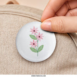 Pink Flowers Pinback Button, Floral Button Badge, Cute Flower Button, Botanical Button, Aesthetic Button, Trendy Button - Tawshia