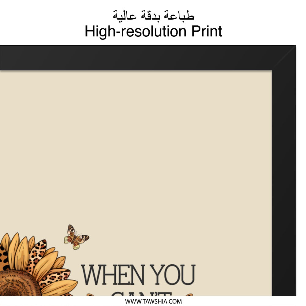 Sunflower Wall Art, Sunshine Decor, Inspirational Art, Leopard Print Sunflower, Positive Quote Print, Home Decor - Tawshia