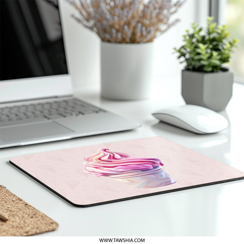 Ice Cream Mouse Pad, Cute Desk Accessory, Foodie Gift, Kawaii Mousepad, Pink Aesthetic, Office Decor, Computer Mouse Mat, Desk Mat - Tawshia