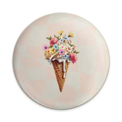 Floral Ice Cream Pinback, Cute Pin Badge, Sweet Treat Pin, Summer Accessory, Foodie Gift, Fun Flair, Unique Pins, Button Pin, Pin Collection - Tawshia