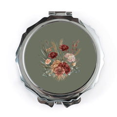 Floral Pocket Mirror, Boho Flower Bouquet, Compact Mirror, Aesthetic Mirror, Makeup Mirror, Purse Mirror, Botanical Gift, Wedding Favor - Tawshia
