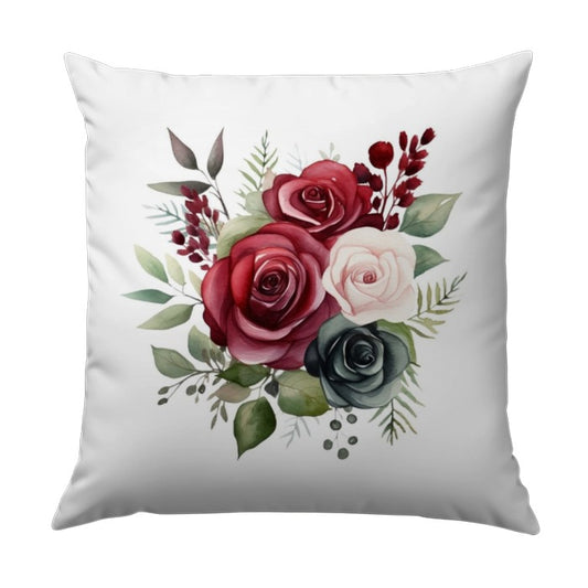 Rose Bouquet Pillow, Floral Accent Pillow, Watercolor Roses Throw Pillow, Decorative Floral Cushion, Elegant Home Decor Pillow - Tawshia
