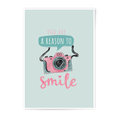 Smile Photographic Print, Cute Camera Art, Positive Vibes Decor, Uplifting Wall Art, Gift for Photographer, You are A Reason To - Tawshia