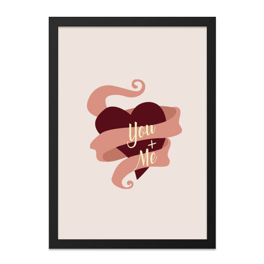 You Plus Me Wall Art, Heart Wall Decor, Valentines Day Gift, Couple Art Print, Love Wall Art, Anniversary Gift, Romantic Home Decor - Tawshia