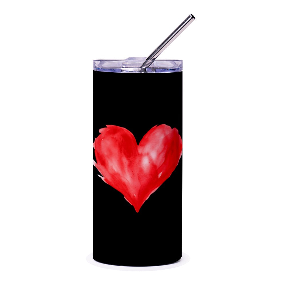 Watercolor Heart Tumbler, Love Tumbler, Valentines Day Gift, Gift For Her, Heart Design, Custom Tumbler, Stainless Steel Tumbler - Tawshia
