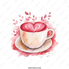 Heart Latte Tote Bag, Coffee Lover Gift, Valentine Gift Bag, Cute Beverage Design, Watercolor Style Tote Bag - Tawshia