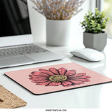 Pink Flower Mouse Pad, Floral Desk Accessory, Pretty Office Decor, Botanical Illustration, Elegant Mousepad, Gift For Her, Floral Mouse Mat - Tawshia