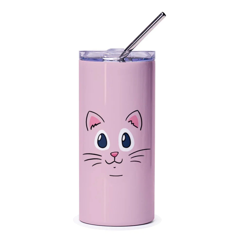 Adorable Pink Cat Face Design Tumbler Product