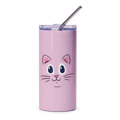 Adorable Pink Cat Face Design Tumbler Product