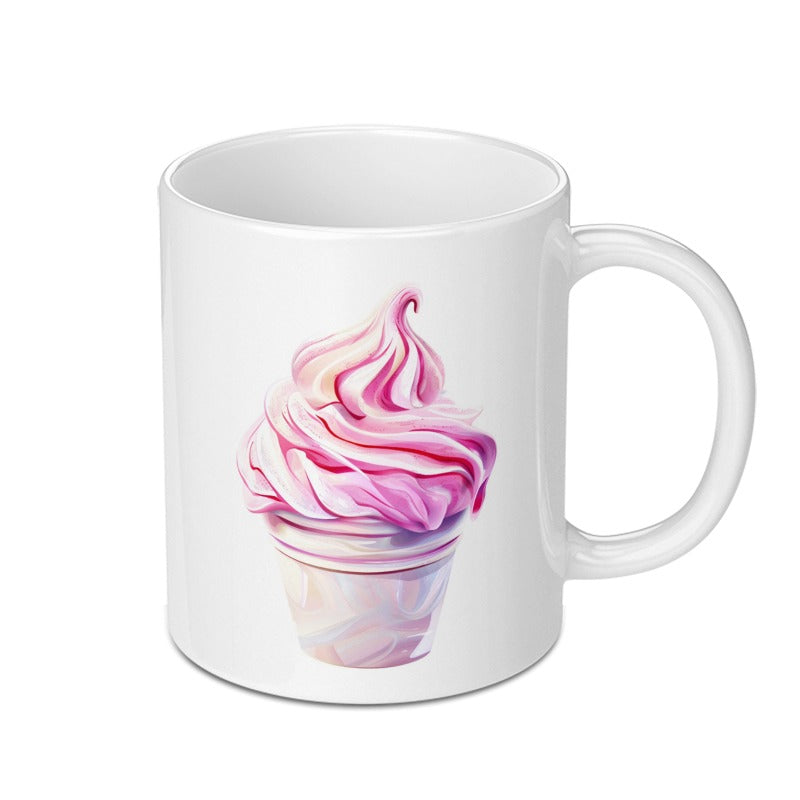 Pink Ice Cream Mug, Dessert Lover Gift, Foodie Present, Cute Coffee Mug, Unique Mug, Gift For Her, Gift For Him, Novelty Mug - Tawshia