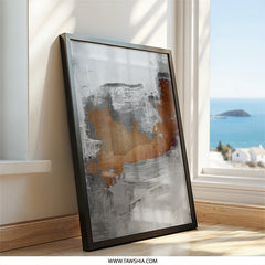 Abstract Wall Art, Gray and Bronze Painting, Modern Art Print, Neutral Tone Decor, Contemporary Artwork, Home Decor, Minimalist Art - Tawshia