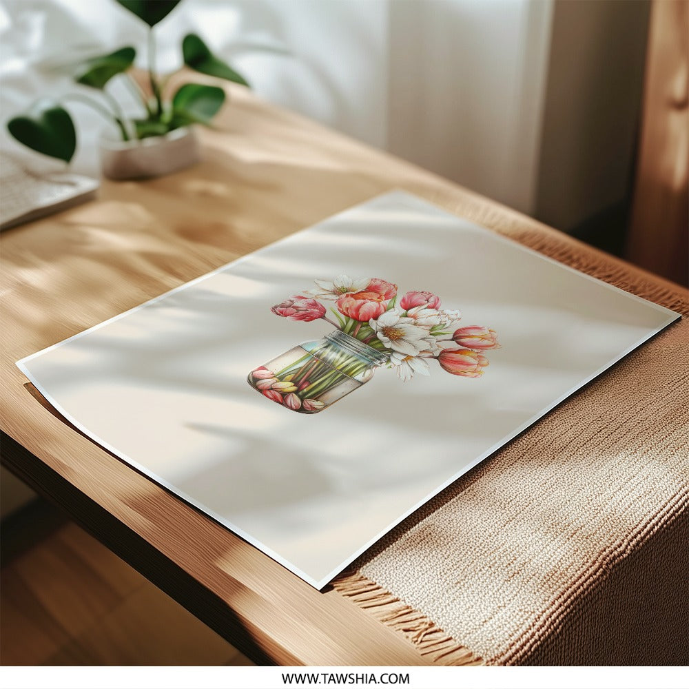 Tulip Photographic Prints, Floral Home Decor, Flower Jar Art, Botanical Prints, Living Room Wall Art, Spring Decor, Feminine Art - Tawshia