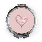 Heart Balloon Pocket Mirror, Cute Pink Valentine Mirror, Striped Heart, Kawaii Gift for Her, Travel Mirror, Makeup Mirror, Compact Mirror - Tawshia