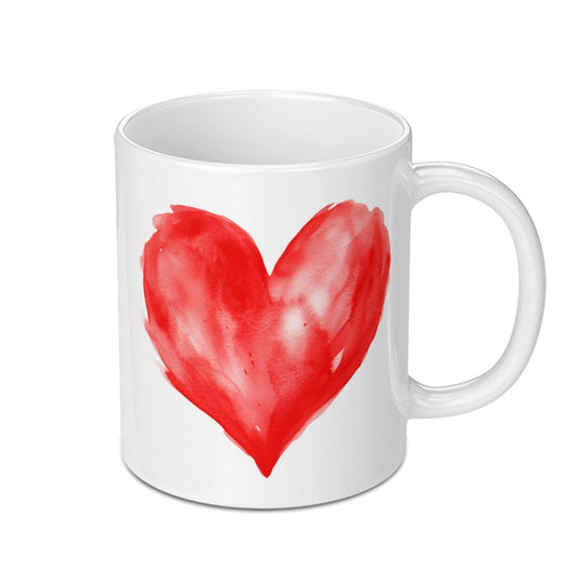 Red Heart Mug, Watercolor Heart Design, Valentine's Day Gift, Romantic Coffee Mug, Love Heart Mug, Heart Mug Gift - Tawshia