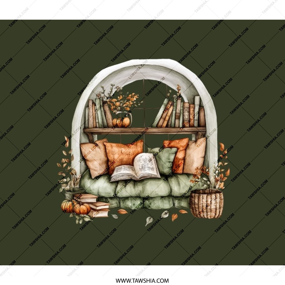 Cozy Reading Nook Backpack, Bookworm Backpack, Autumn Scene Backpack, Book Lover Gift, Fall Decor Backpack, Unique Backpack, College - Tawshia