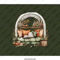 Cozy Reading Nook Backpack, Bookworm Backpack, Autumn Scene Backpack, Book Lover Gift, Fall Decor Backpack, Unique Backpack, College - Tawshia