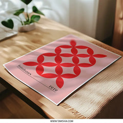 Bauhaus 1919 Photographic Print, Red Geometric Art Print, Abstract Wall Art, Modern Home Decor, Floral Motif, Unique Gift Idea - Tawshia