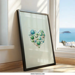 Seashell Heart Wall Art, Beach Decor, Coastal Art Print, Ocean Lover Gift, Nautical Wall Decor, Seashell Art, Beach House Art - Tawshia