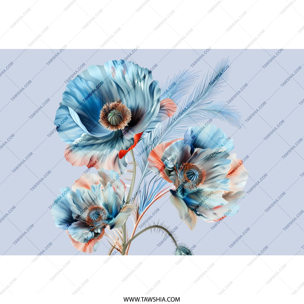 Floral Tumbler, Blue Poppy Tumbler, Flower Tumbler, Botanical Tumbler, Gift for Her, Tumbler with Straw, Floral Design - Tawshia