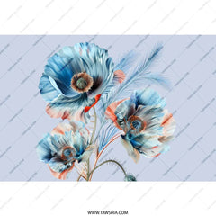 Floral Tumbler, Blue Poppy Tumbler, Flower Tumbler, Botanical Tumbler, Gift for Her, Tumbler with Straw, Floral Design - Tawshia