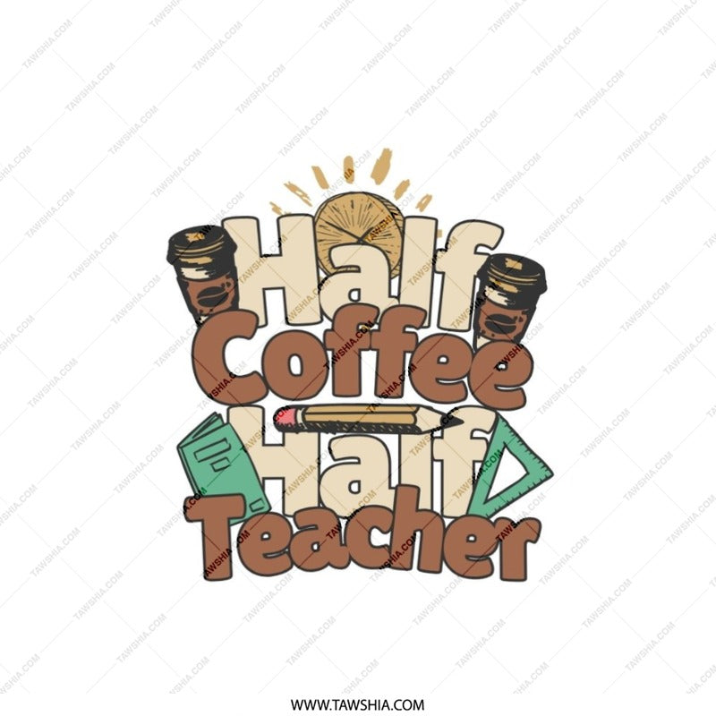 Half Coffee Half Teacher Pillow, Teacher Gift, Teacher Appreciation, Coffee Lover, School Pillow, Teacher Decor, Cozy Pillow - Tawshia
