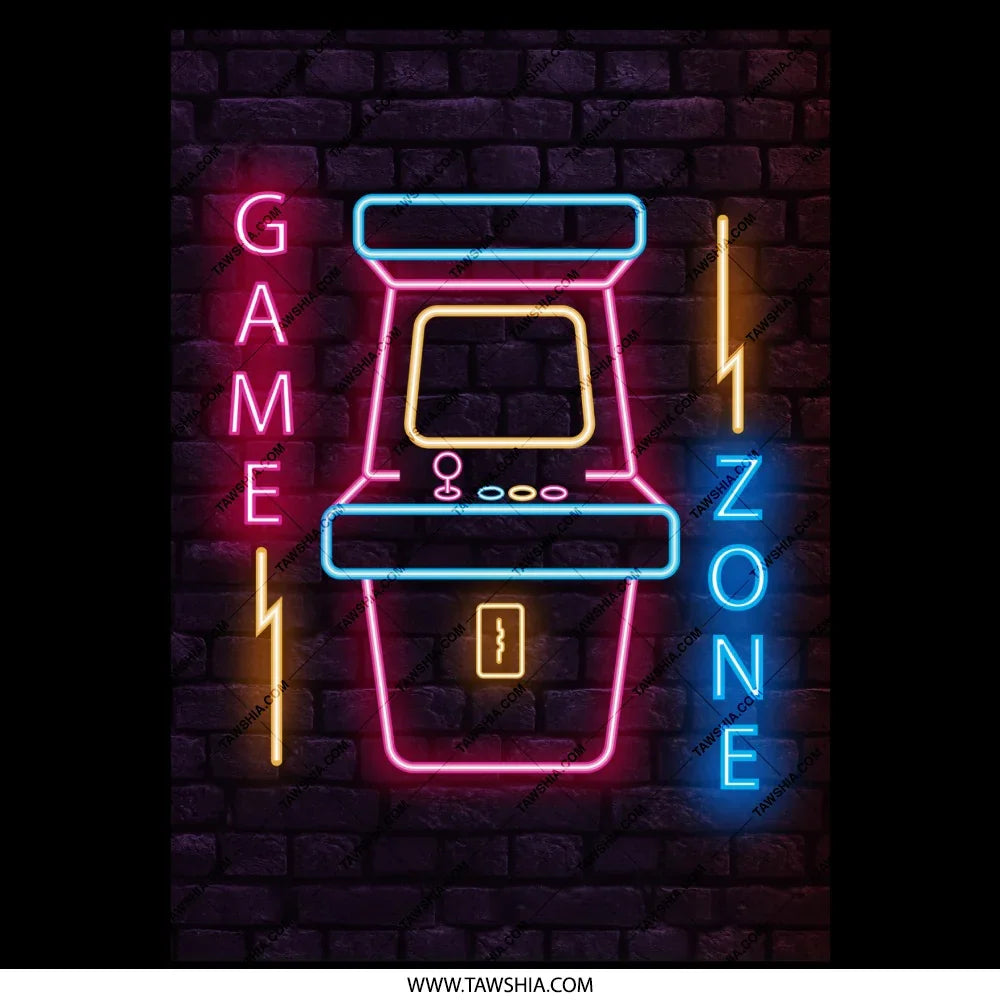 Retro Neon Game Zone Arcade Sign Wall Art product type