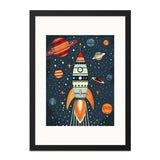 Rocket in Space Wall Art, Kids Room Decor, Outer Space Theme, Nursery Wall Art, Galaxy Art Print, Space Exploration Art, Cosmic Decor - Tawshia