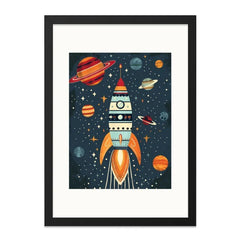 Rocket in Space Wall Art, Kids Room Decor, Outer Space Theme, Nursery Wall Art, Galaxy Art Print, Space Exploration Art, Cosmic Decor - Tawshia