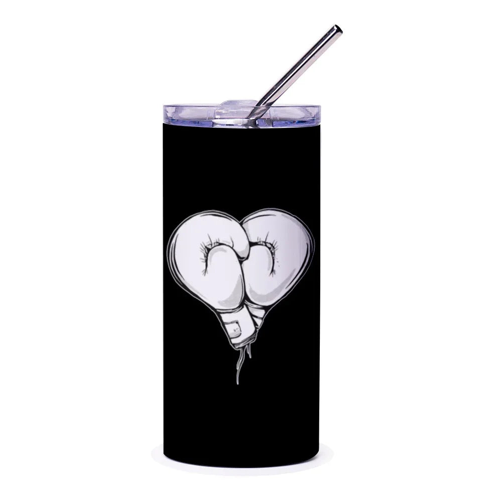 Boxing Gloves Heart Black Tumbler Unique Beverage Product