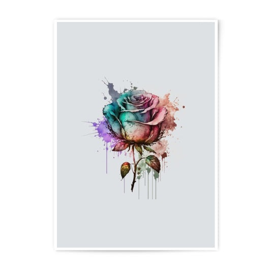Watercolor Rose Photographic Prints, Floral Wall Art, Colorful Flower Painting Prints, Home Decor, Nature Inspired Art Prints, Unique Gift - Tawshia