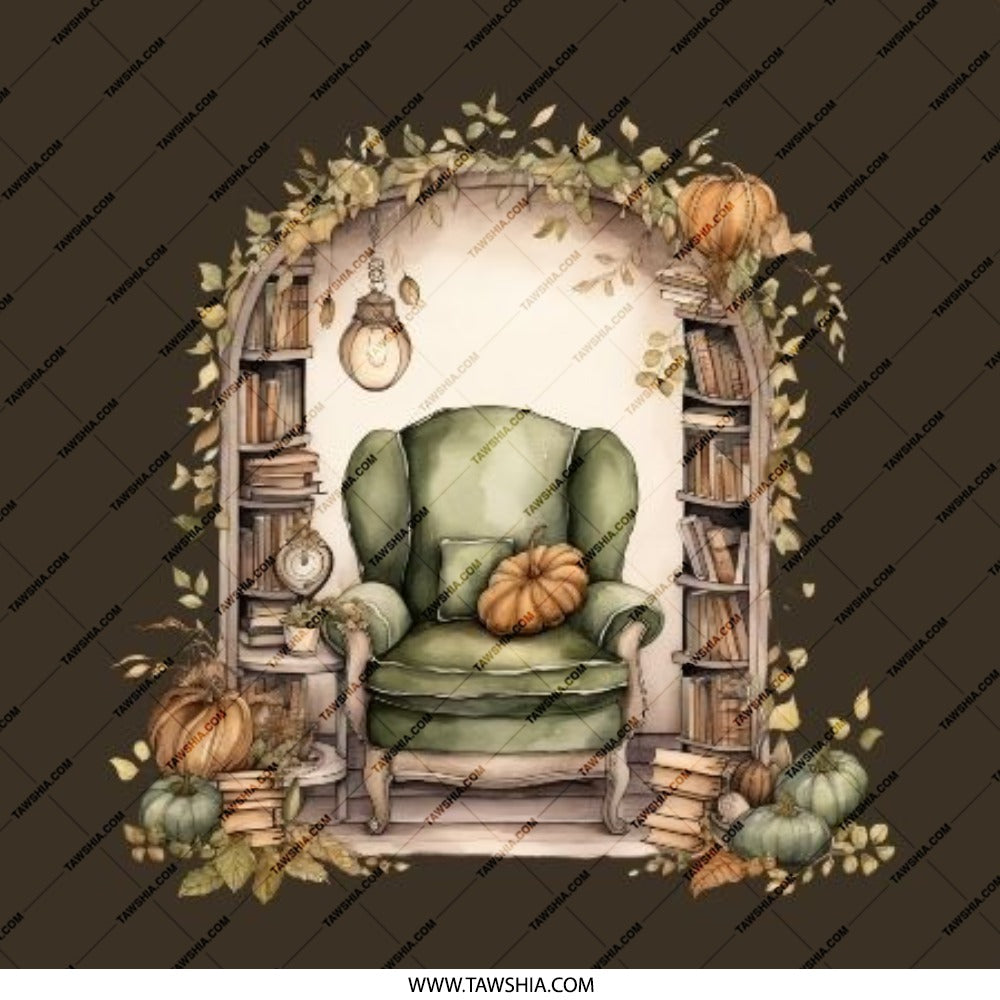 Cozy Autumn Nook Pinback Button, Reading Chair, Fall Decor, Book Lover Gift, Pumpkin Accent, Unique Aesthetic, Trendy Button - Tawshia