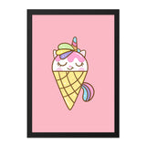 Cute Ice Cream Unicorn Wall Art, Kawaii Unicorn Print, Whimsical Kids Room Decor, Sweet Treats Art, Pastel Nursery Art, Unique Unicorn Gift - Tawshia