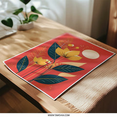 Floral Photographic Print, Botanical Wall Art, Tropical Flowers, Modern Art Print, Home Decor, Living Room Decor, Flower Art, Red Floral - Tawshia