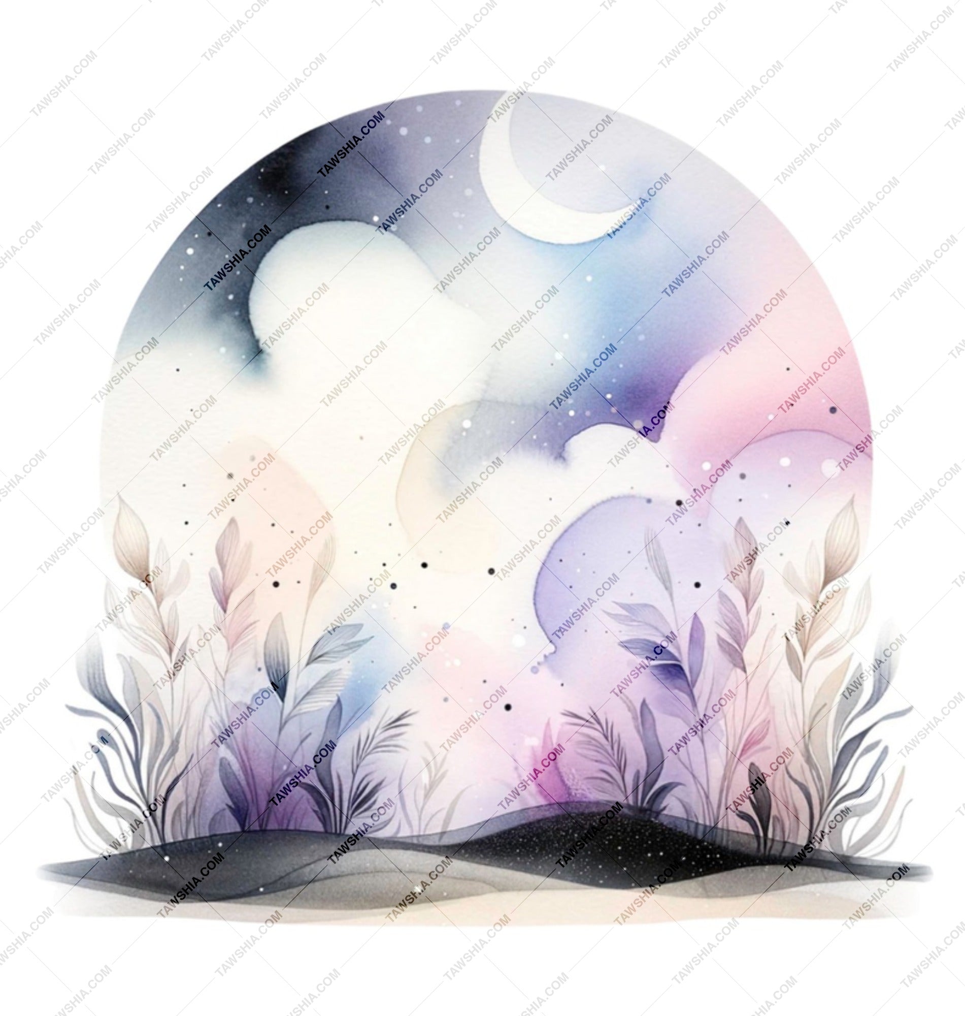 Celestial Watercolor Mug, Moon and Stars Coffee Cup, Dreamy Night Sky, Unique Gift Idea, Whimsical Drinkware - Tawshia