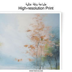Serene Lake Photographic Print, Floral Landscape Art, Impressionist Painting Style, Calm Water Reflection, Peaceful Home Decor - Tawshia