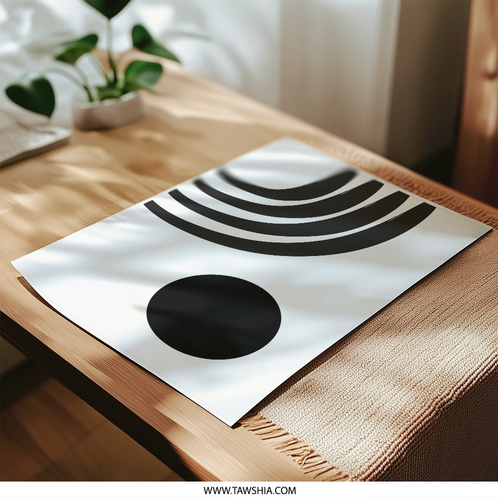 Black Arcs Circle Photographic Print, Minimalist Art, Modern Wall Decor, Home Art Prints, Simple Geometric Design, Photo Prints - Tawshia