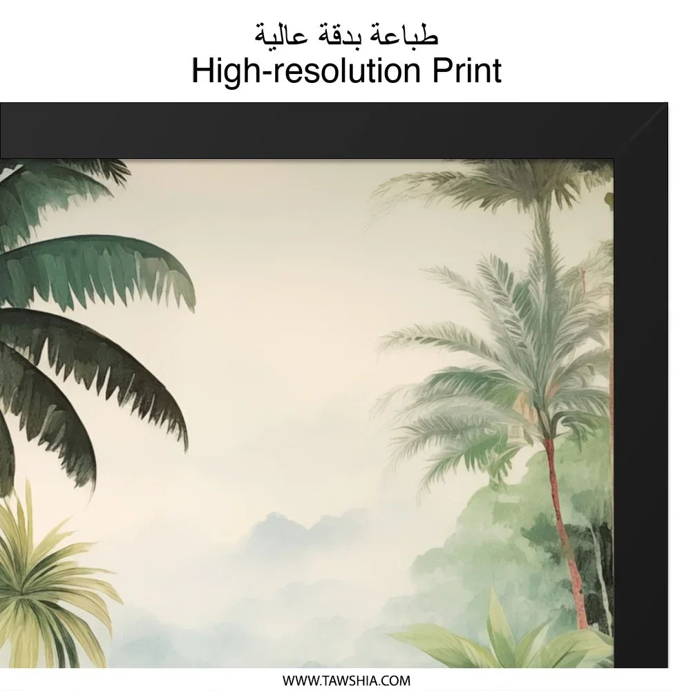 Tropical Paradise Wall Art, Jungle Landscape Print, Exotic Flower Decor, Lush Greenery Artwork, Serene River Scene, Nature Inspired Home - Tawshia