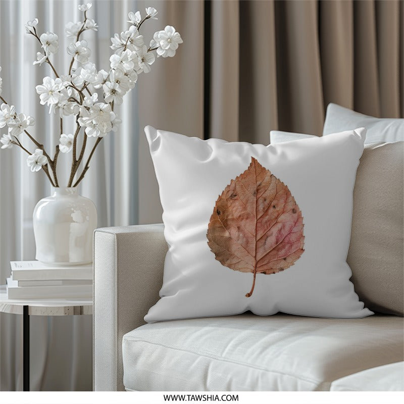 Autumn Leaf Pillow, Fall Decor, Botanical Pillow, Nature Inspired Cushion, Leaf Print Throw Pillow, Rustic Home Accent, Cozy Decor - Tawshia