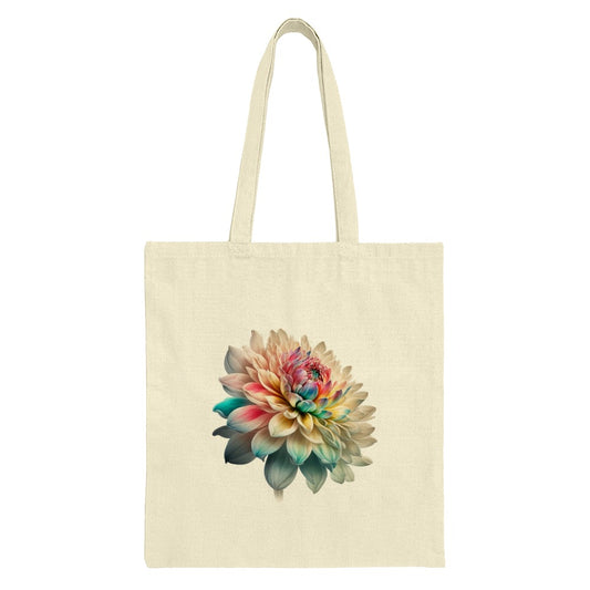 Dahlia Flower Tote Bag, Floral Pattern Tote, Botanical Print Bag, Colorful Flower Design Tote Bag, Gift For Flower Lovers - Tawshia