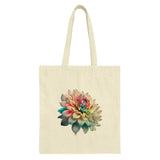 Dahlia Flower Tote Bag, Floral Pattern Tote, Botanical Print Bag, Colorful Flower Design Tote Bag, Gift For Flower Lovers - Tawshia