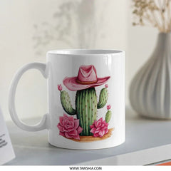 Cactus Mug, Cowboy Hat Mug, Desert Mug, Succulent Mug, Western Decor Mug, Plant Lover Gift, Unique Coffee Mug, Cactus Lover Gift - Tawshia
