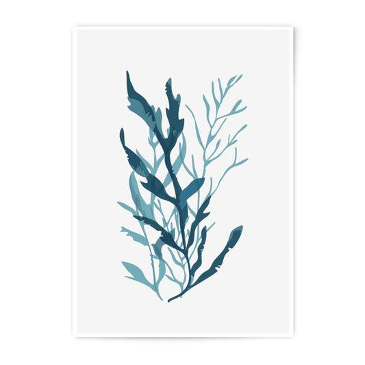 Abstract Seaweed Photographic Print, Botanical Wall Art, Teal Blue Plant Print, Coastal Decor, Modern Art Print, Nature Inspired Art - Tawshia